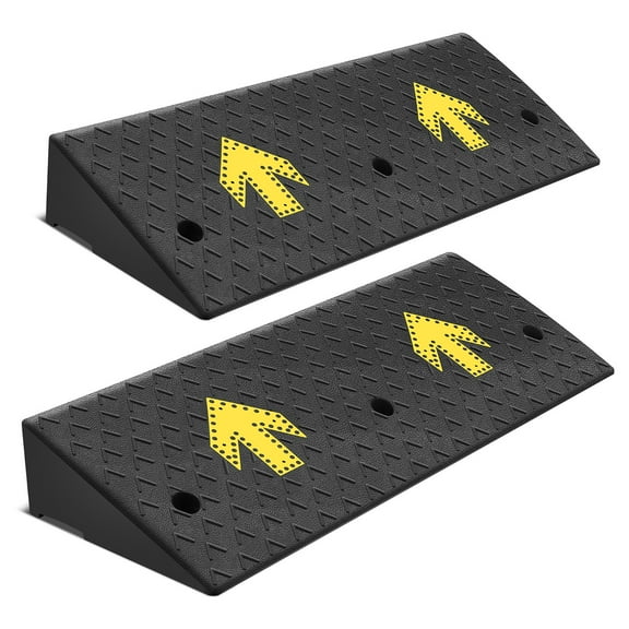DNA Motoring Cars/Motorcycles/Wheelchair 5.5" Rise Rubber Loading Threshold Curb Ramp 2Pc