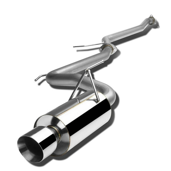 DNA Motoring For 03-06 Honda Accord 2DR 4CYL 4" Rolled Muffler Tip Stainless Steel Exhaust Catback System