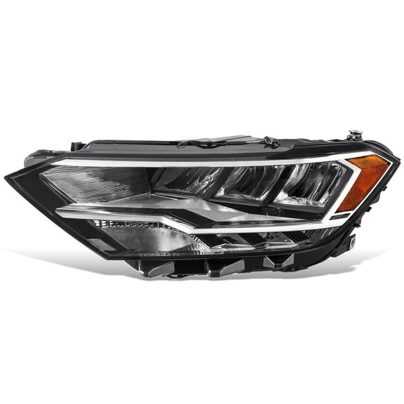 DNA Motoring Driver Left Side Headlight for 19-23 Volkswagen Jetta, Black/Amber