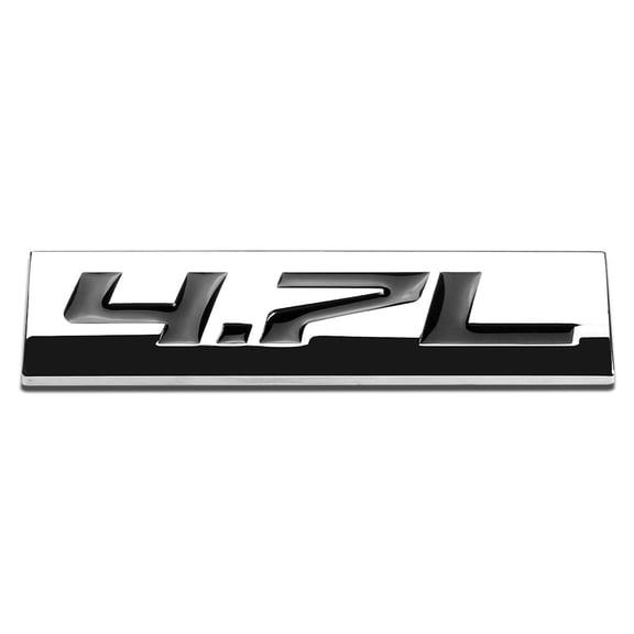 DNA Motoring EM-AS-47L-BK METAL GRILL TRUNK EMBLEM DECAL LOGO TRIM BADGE POLISHED CHROME BLACK 4.7L 4.7 L