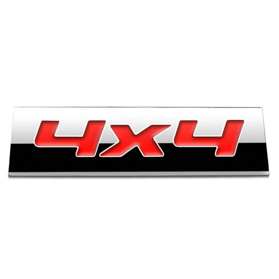 DNA Motoring EM-AS-4X4-RD Chrome Finish Metal Emblem 4X4 Badge (Red Letter)