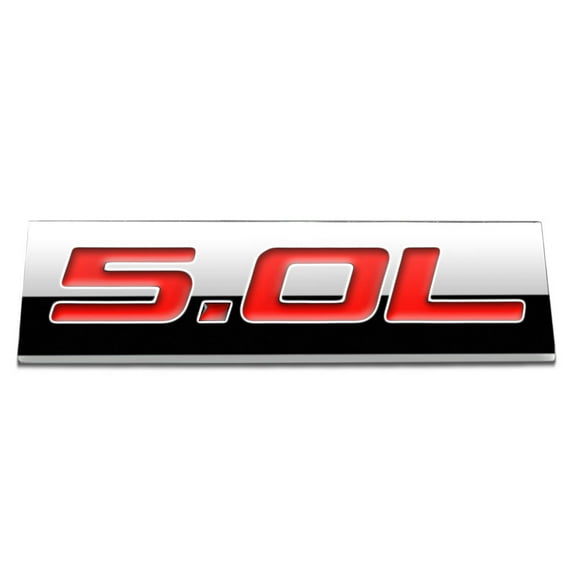 DNA Motoring EM-AS-50L-RD METAL EMBLEM CAR BUMPER TRUNK FENDER DECAL LOGO BADGE CHROME RED 5.0L 5.0 L