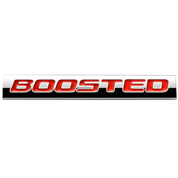 DNA Motoring EM-AS-BOOSTED-RD METAL GRILL TRUNK EMBLEM DECAL LOGO TRIM BADGE POLISHED RED LETTER BOOSTED