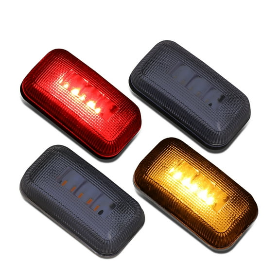 DNA Motoring FENDL-CS15-SM For 2015 to 2019 Chevy Silverado/GMC Sierra 2500HD 3500HD 4Pcs Trailer Dually Bed Rear Fender LED Side Marker Light Lamp Set Smoked 16 17 18