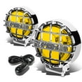 thumbnail image 1 of DNA Motoring 6" Round Chrome Stone Guard Yellow Fog Light Pair off-Road Super 4X4 Work Lamp w/Wiring+Switch, 1 of 6