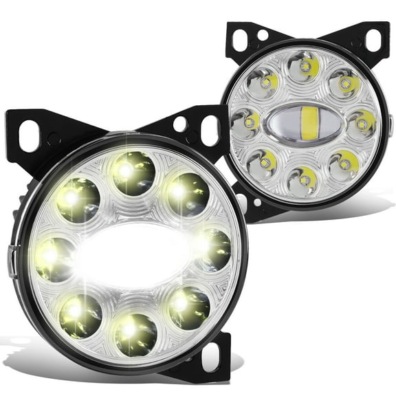 DNA Motoring FL-HAY-014-CH For 2008-2020 Peterbilt 579 587 Kenworth T660 Chrome Housing Full LED Projector Fog Lights