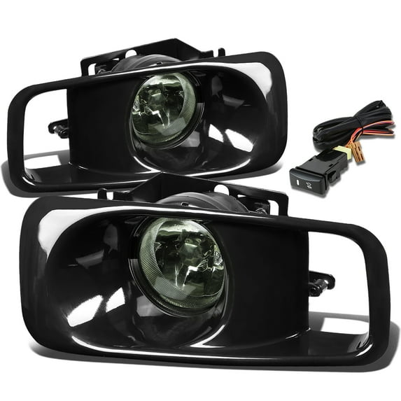 DNA Motoring FL-HC99-SM For 1999 to 2000 Honda Civic Front Bumper Driving Fog Light+Bulbs+Switch Smoked Lens 6th Gen EJ EM EK D16