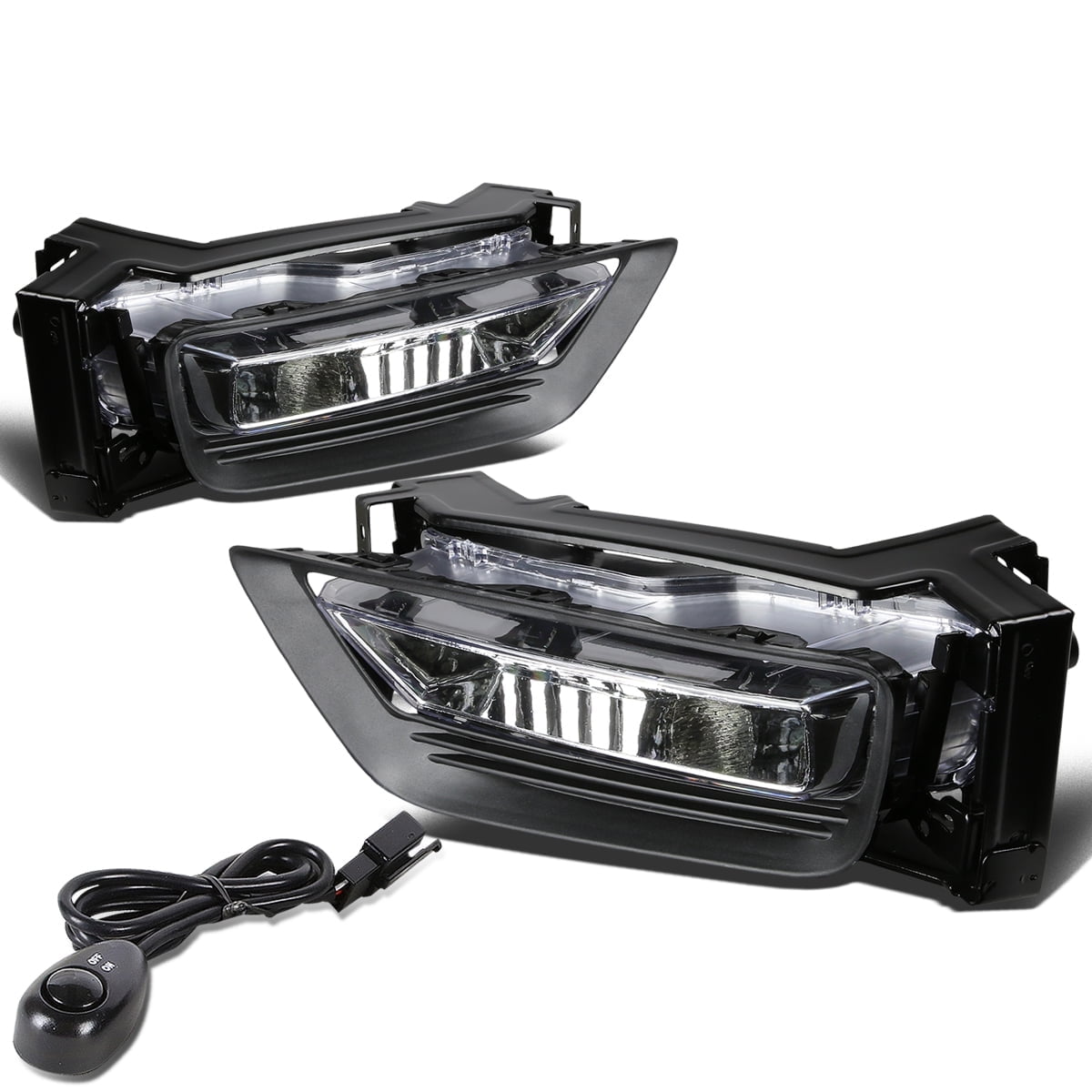 DNA Motoring For 13-15 Honda Accord Sedan Clear lens Bumper Fog Light Lamps Pair w/Wiring Harness+Switch