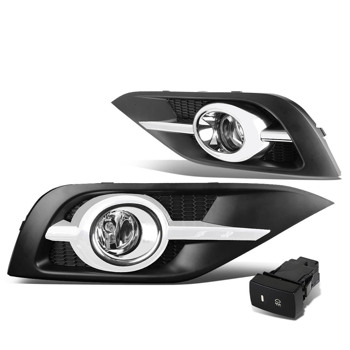 DNA Motoring FL-ZTL-129-CH For 2012 to 2014 Honda CRV RM Pair Bumper Driving Fog Lights w/Chrome Trim Bezel & Switch (Clear Lens) 13