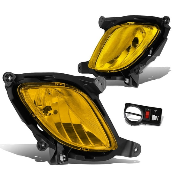 DNA Motoring Yellow Bumper Driving Fog Lights Kit w/Switch Wiring Harness For 10-12 Hyundai Genesis Coupe