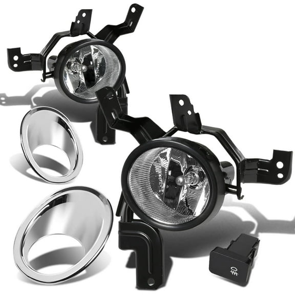 DNA Motoring For 2007-2009 Honda CRV Chrome Clear Bumper Fog Light w/ Bezel Wiring Harness Switch