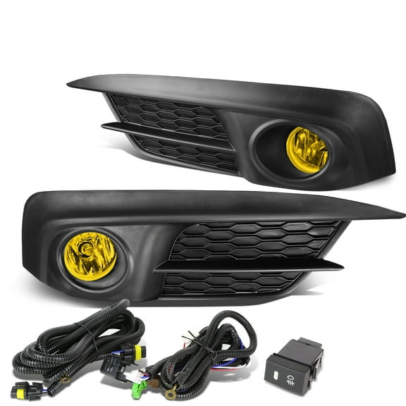 DNA Motoring FL-ZTL-175-AM For 2016 to 2017 Honda Civic FC Sedan/Coupe Front Bumper Fog Light Lamp+Switch Amber Lens