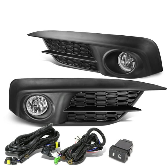 DNA Motoring FL-ZTL-175-CH For 2016 to 2017 Honda Civic FC Sedan/Coupe Front Bumper Fog Light Lamp+Switch Clear Lens