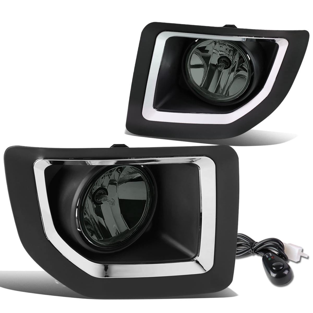 DNA Motoring Smoked Fog Light Lamp Set + Switch For 2015-2016 GMC Sierra 2500HD 3500HD
