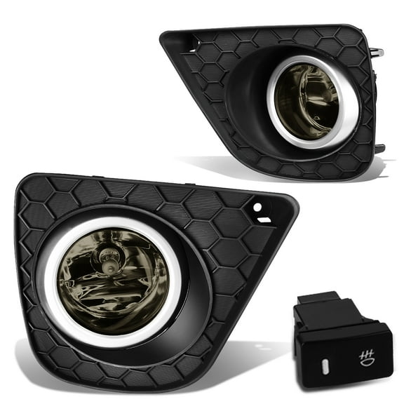 DNA Motoring FL-ZTL-193-SM For 2013 to 2015 Honda Accord Coupe Pair Front Bumper Driving Fog Light Lamp+Bezel+Switch Smoked Lens 14