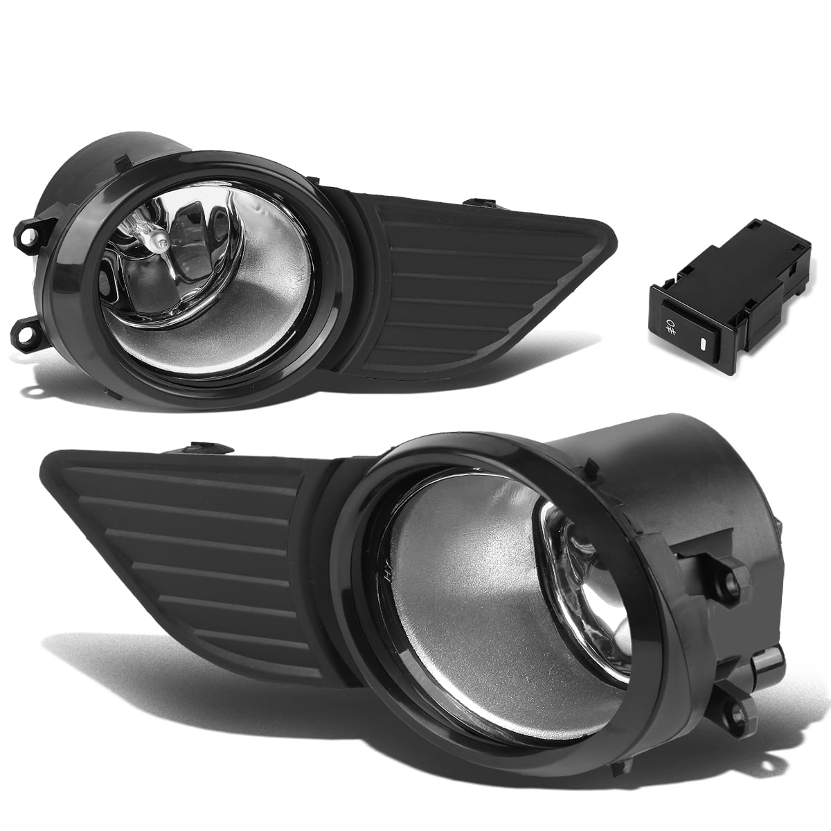 DNA Motoring FL-ZTL-220-CH For 2011 to 2017 Toyota Sienna Pair Driving Bumper Fog Light Lamp+Bezel+Switch Black Ring Clear Lens 12 13 14 15 16