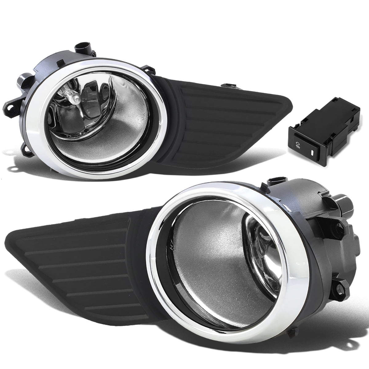 DNA Motoring FL-ZTL-221-CH For 2011 to 2017 Toyota Sienna Pair Driving Bumper Fog Light Lamp+Bezel+Switch Chrome Ring Clear Lens 12 13 14 15 16