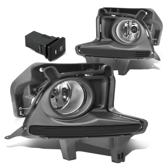 DNA Motoring FL-ZTL-244-CH For 2014 to 2016 Toyota Highlander Bumper Driving Fog Lights + Wiring Kit + Bezel + Switch (Black Cover Clear Lens)