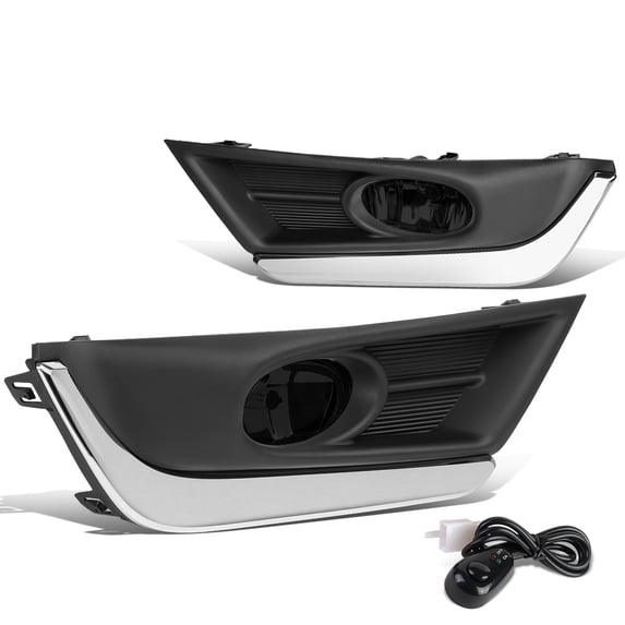 DNA Motoring FL-ZTL-275-SM For 2017 to 2018 Honda CRV Front Driving Fog Light Lamp+Chrome Bezel+Switch Smoked Lens