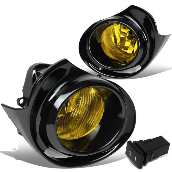 DNA Motoring Yellow Bumper Fog Light Lamp Kit w/Bezel Wiring Harness Switch For 15-18 Toyota Prius C