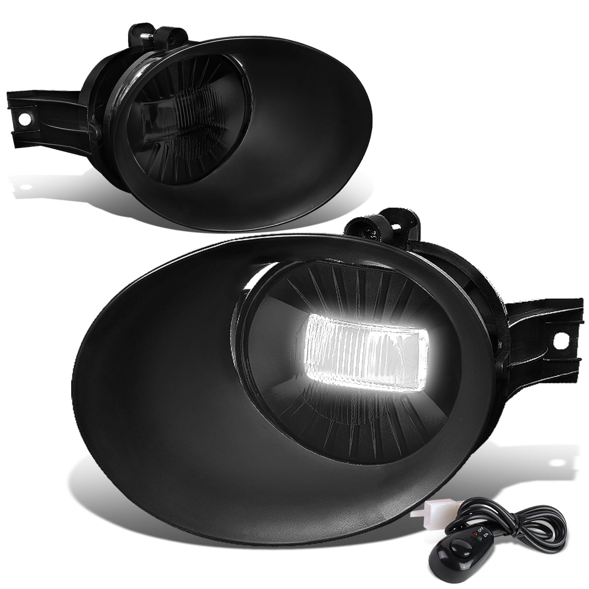 DNA Motoring For 02-08 Dodge Ram 1500 2500 3500 LED Steel Bumper Smoked Fog Light w/ Bezel Wiring Harness Switch