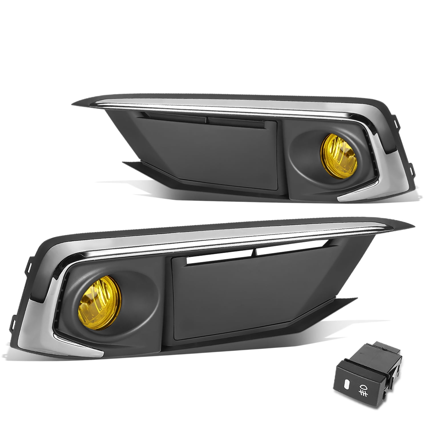 DNA Motoring FL-ZTL-316-AM For 2019 to 2020 Honda Civic 2-Dr Coupe 4-Dr Sedan Factory Style Amber Lens Fog Light with Bezel + Switch