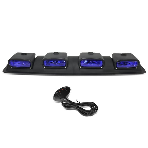 DNA Motoring Universal Off-Road Roof Top Mounted Blue Fog Light Kit w/Wiring Harness+Switch