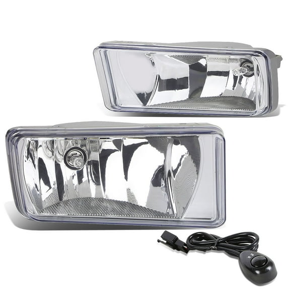 DNA Motoring FL-ZTL-802-CH For 2007 to 2015 Chevy Silverado GMC Sierra 1500 2500 3500 Pair Fog Light Lamp+Switch Suburban Tahoe Yukon Clear 08 09 10 11 12 13 14