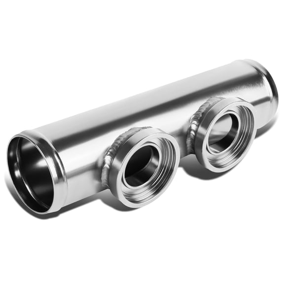 DNA Motoring FP-ALU-T11-SL 2.5" Turbo Blow Off SSQV BOV Style Adapter Dual Flange Adapter Pipe (Silver)