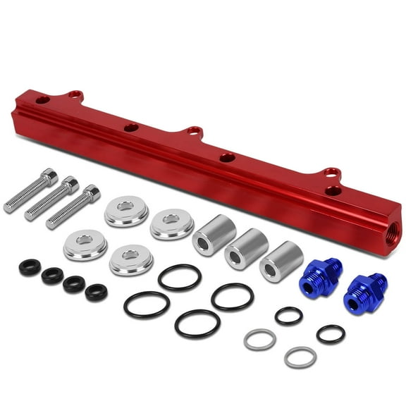 DNA Motoring FRK-B16-RD For 1999 to 2000 Integra/Civic Si/Del Sol/CR-V/Prelude Top Feed High Flow Fuel Injector Rail Kit (Red) 92 93 94 95 96 97 98 99