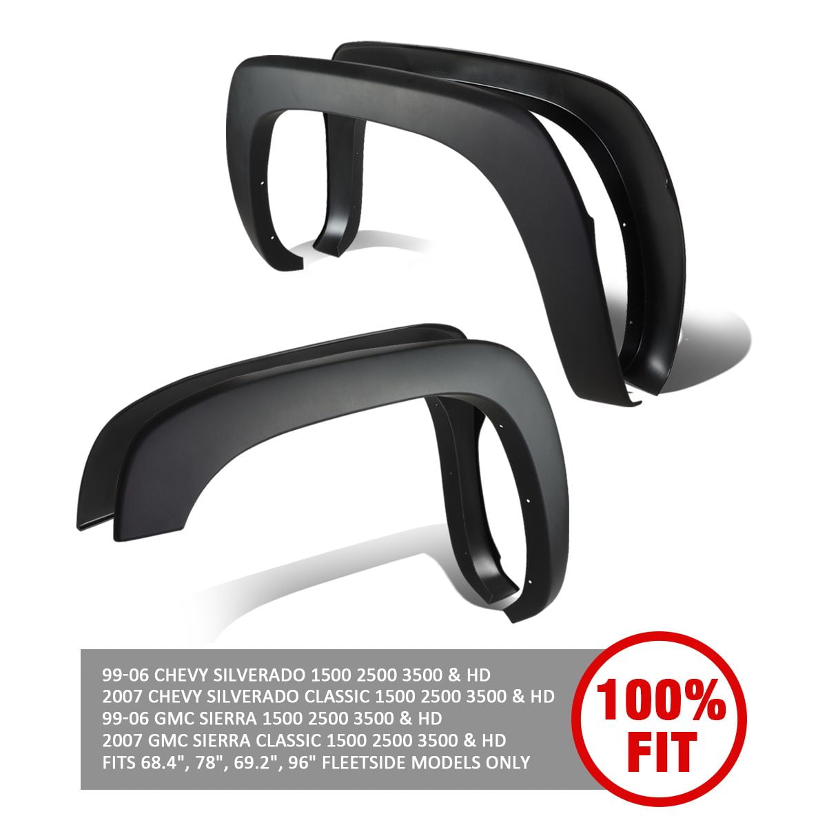 DNA Motoring Fender Flares for 1999 2006 Chevy Silverado/GMC Sierra