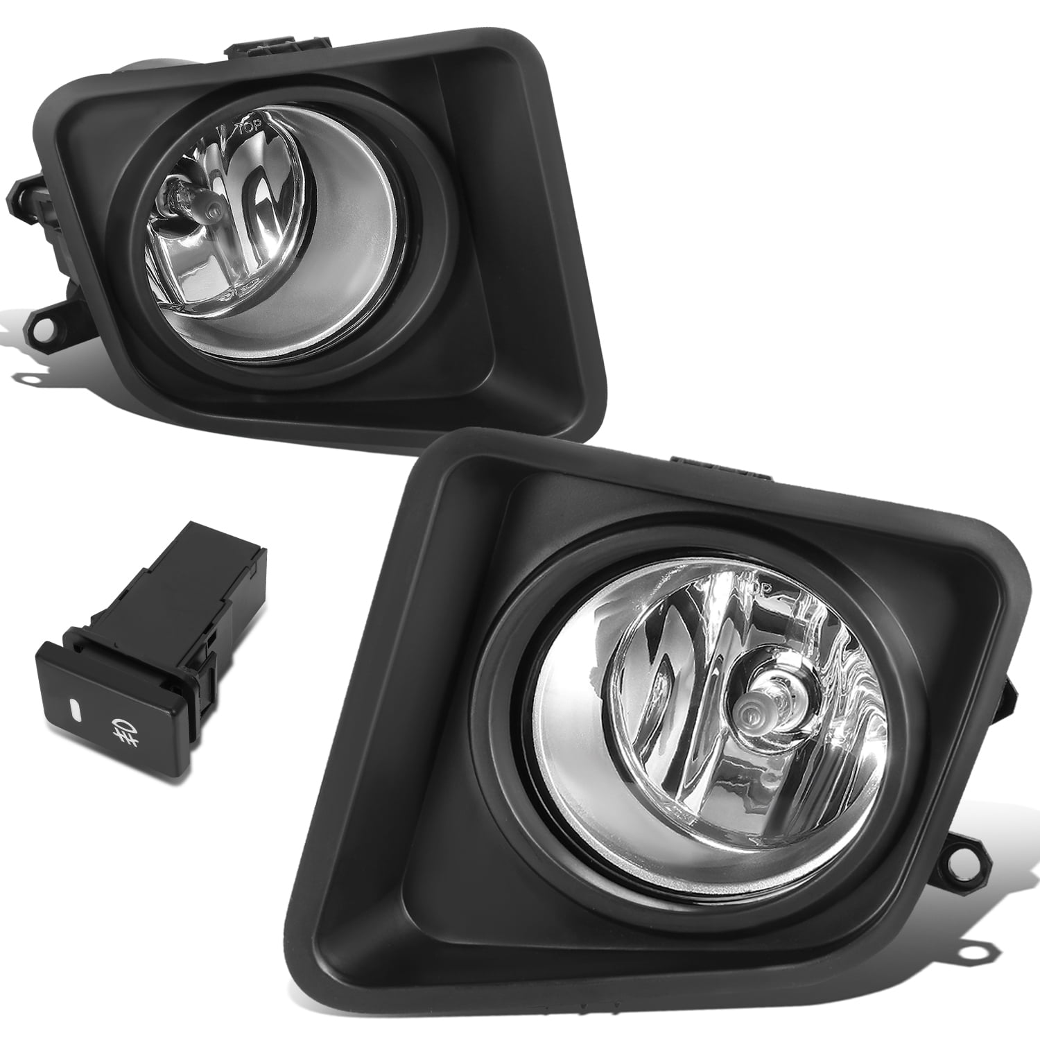 DNA Motoring For 2014-2021 Toyota Tundra Pair Bumper Driving OE Style Clear Fog Light Lamp with Bezel Switch FL-ZTL-362-CH
