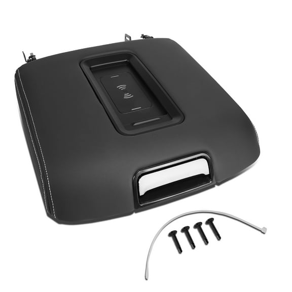 DNA Motoring GECS-011-BK For 2015-2020 Chevy Suburban GMC Yukon XL Center Console Lid Armrest Latch With Wireless Charger