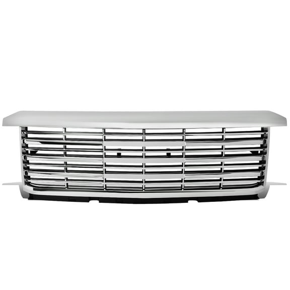 DNA Motoring GRLDB-CSIL14-CH For 2015 to 2019 Chevy Silverado 2500 3500 ABS Plastic Horizontal Fence Style Front Bumper Hood Grille Grill (Chrome) 16 17 18