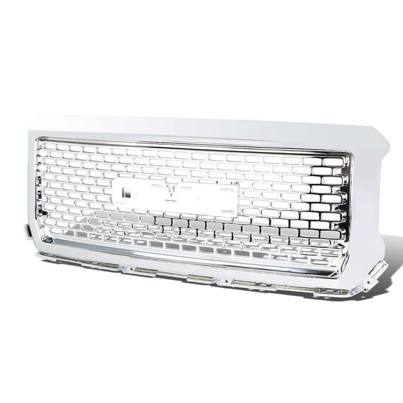 DNA Motoring GRLDDENU-GMCSIE14-CH For 2014 to 2015 GMC Sierra 1500 Glossy Chrome Square Mesh Style Front Upper Bumper Grille