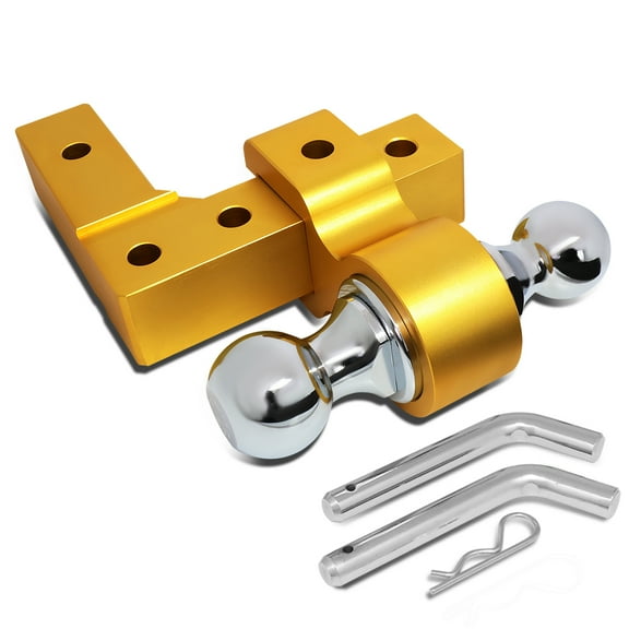 DNA Motoring HITCH-ALU-001-GD Aluminum 6"Drop Adjustable Dual Ball Tow Towing Hitch fits 2" Trailer Receiver (Gold)