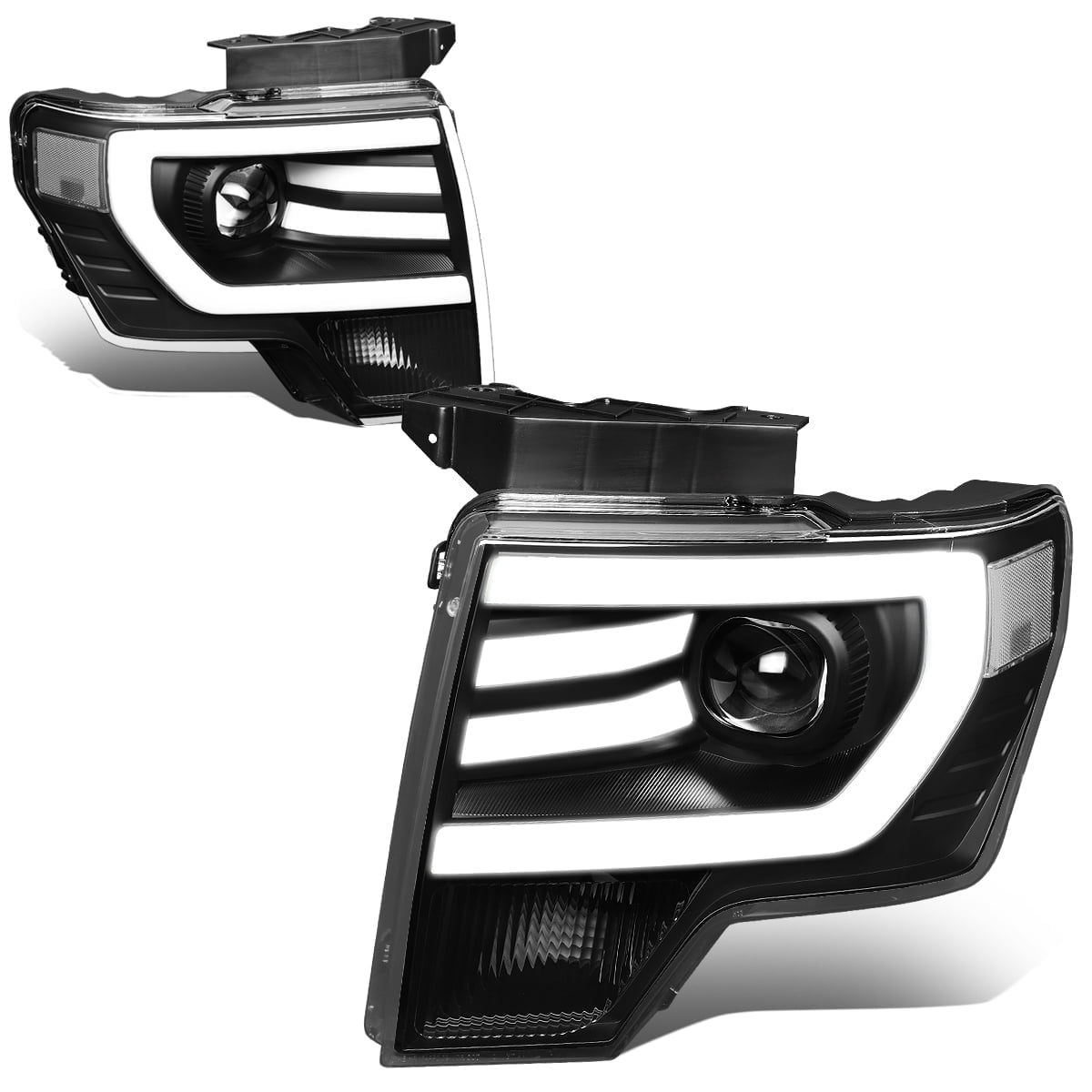 DNA Motoring For 09-14 Ford F150 LED DRL Black Clear Corner Projector Headlight Lamps Pair