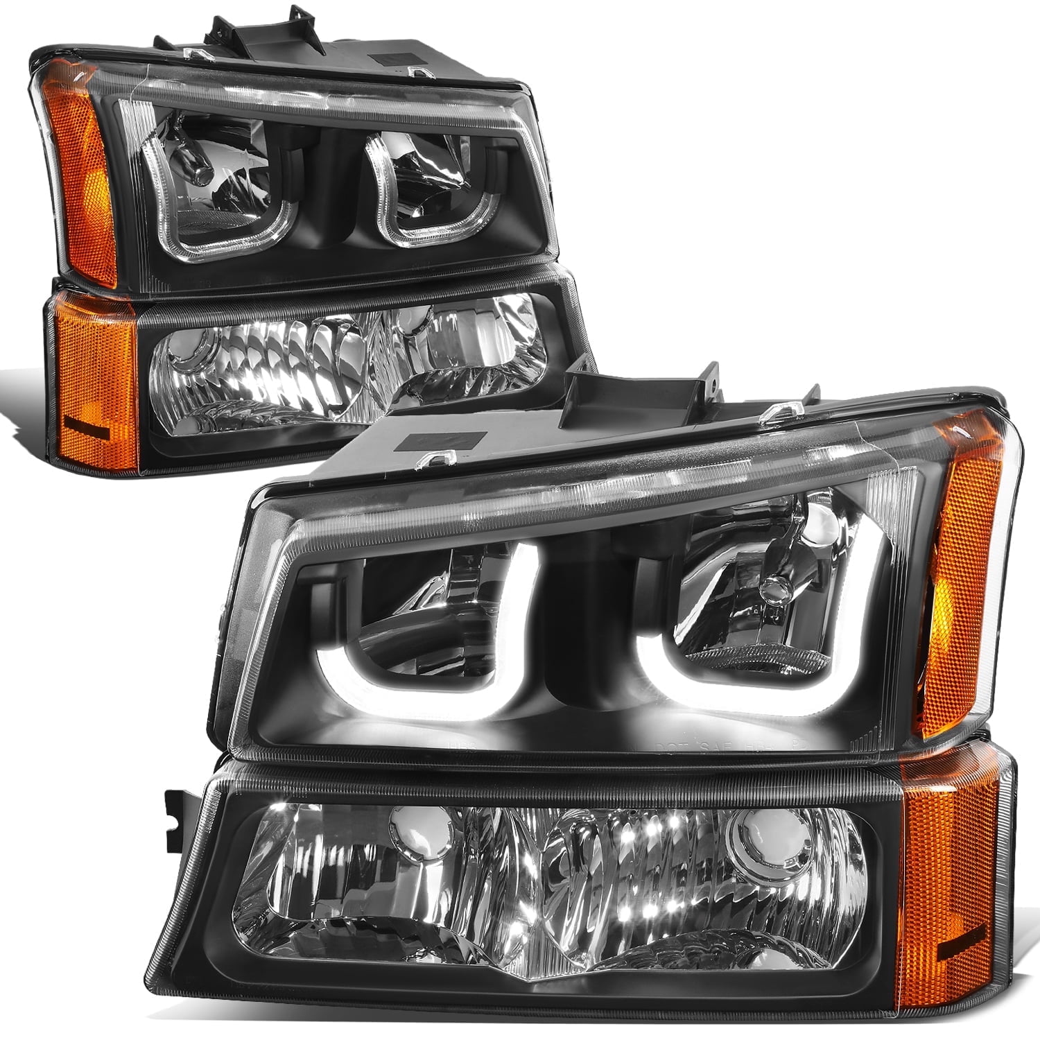 Speed Daddy 3D LED J-Halo DRL Headlights For 03-07 Silverado – Black Housing, Amber Signal