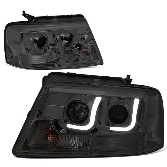 DNA Motoring For 2004-2008 Ford F150 Dual LED DRL Projector Headlight Lamp Pair Smoked Clear