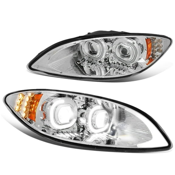 DNA Motoring HL-HAY-012-CH For 2009-2018 International Harvester Chrome Housing Full LED Projector Headlight Lamps