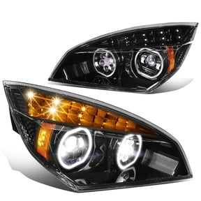 DNA Motoring HL-HAY-018-BK For 2018-2021 Freightliner Cascadia Black Gattling Style LED DRL Projector Headlights
