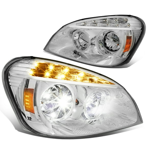 DNA Motoring HL-HAY-027-CH For 2008-2017 Freightliner Cascadia Full LED Turn Signal Chrome Housing Headlight Lamp