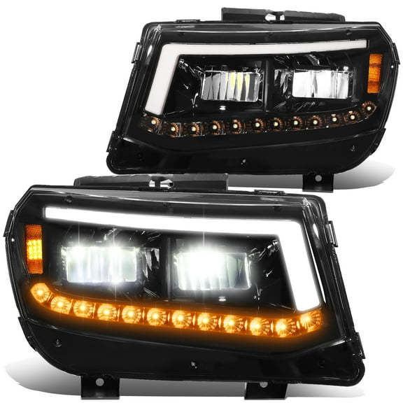 DNA Motoring HL-HAY-029-BK For 2014-2015 Chevy Camaro Black Housing LED DRL Sequential Signal Headlight Lamps