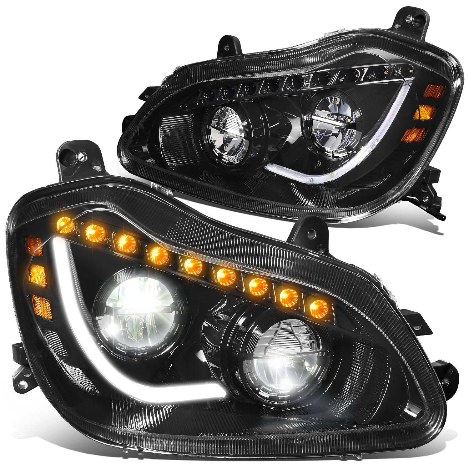 Dna Motoring Hl Hay Bk For Kenworth T Black Led Drl