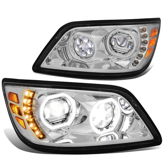 DNA Motoring For 06-17 Hino 268 258 238 185 165 Full LED Sequential Signal Projector Headlight Lamps Chrome