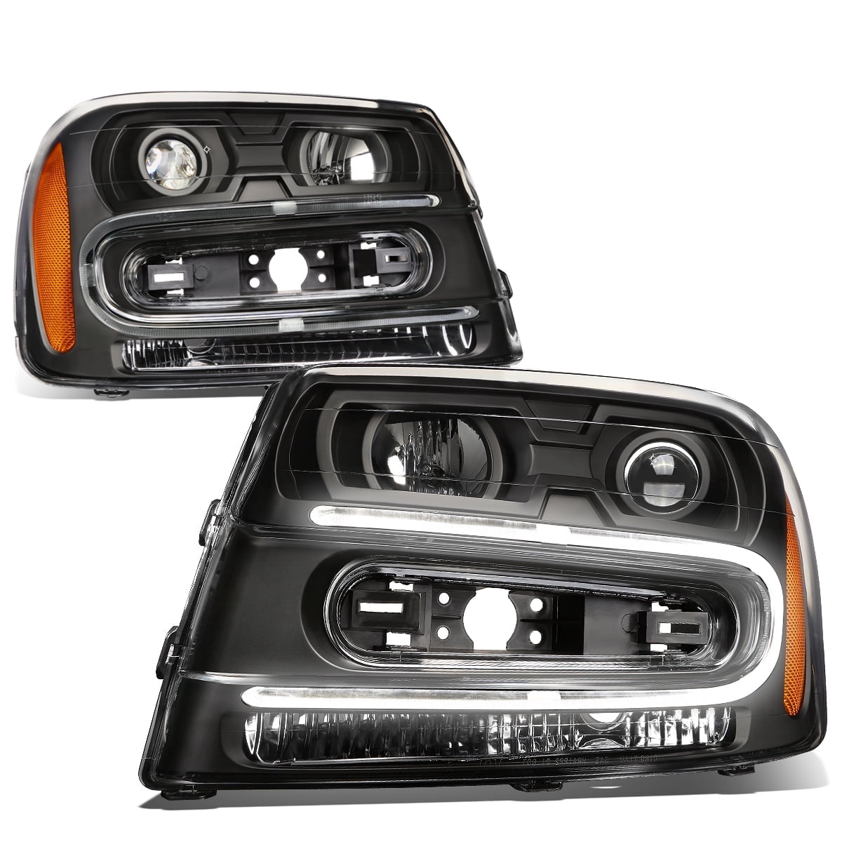 Headlights Assembly Black Housing Amber Reflector Fit 02-09 Trailblazer