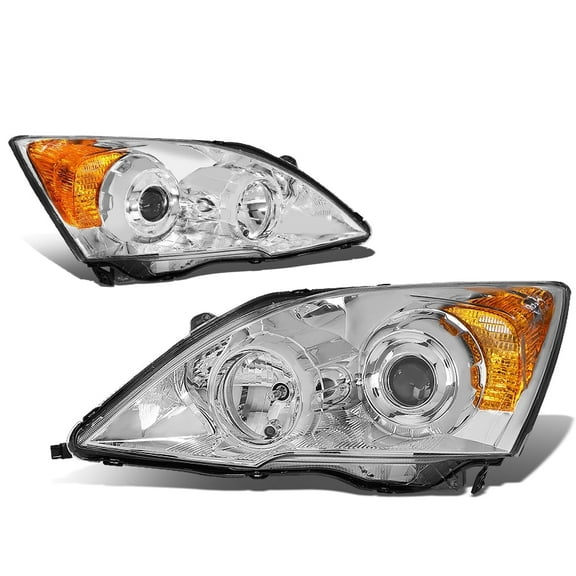 DNA Motoring For 2007-2011 Honda CRV JDM Chrome Amber Projector Headlight Pair Replacement