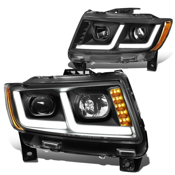 DNA Motoring For 11-13 Jeep Grand Cherokee LED DRL Projector Headlight Lamps Pair Black Amber