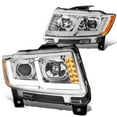 thumbnail image 1 of DNA Motoring For 11-13 Jeep Grand Cherokee LED DRL Projector Headlight Lamps Pair Chrome Amber, 1 of 7