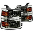 thumbnail image 1 of DNA Motoring For 2014-2015 Chevy Silverado LED DRL Smoked Amber Projector Headlight Lamps Pair, 1 of 6